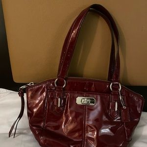 Coach patent leather small bag in burgundy red
